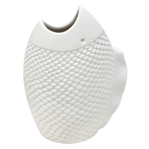Tracey Boyd White Ceramic Fish Vase, 6.5"