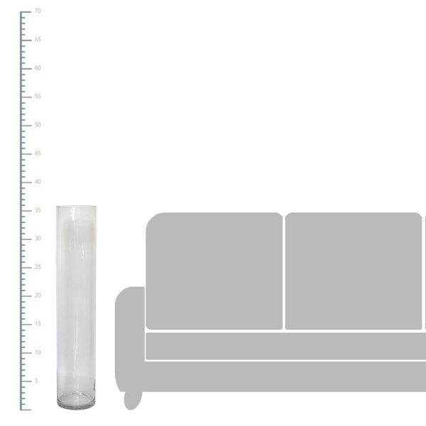 Long Clear Glass Floor Vase, 36"