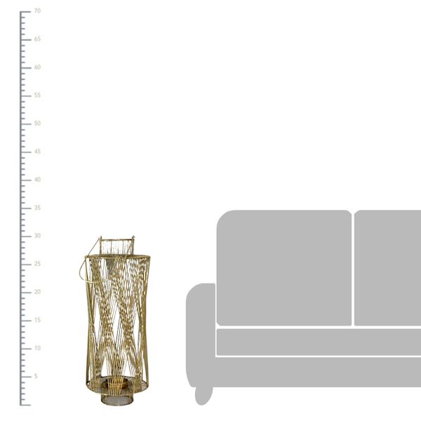 Oversized Round Gold Wire Floor Lantern, 30"