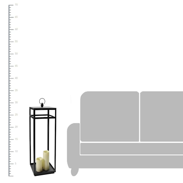 White Pre-Lit LED Metal Floor Lantern, 32"