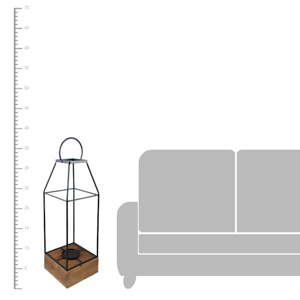 Oversized Metal & Wood Open Floor Lantern, 38"