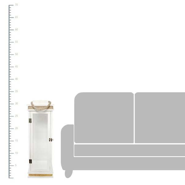 White Wooden Lantern with Rope Handle, 32"