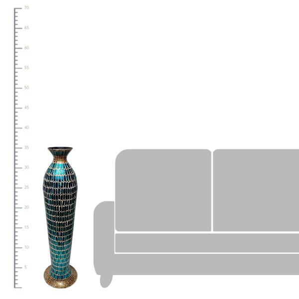 Blue Mosaic Metal Floor Vase, 35.5"