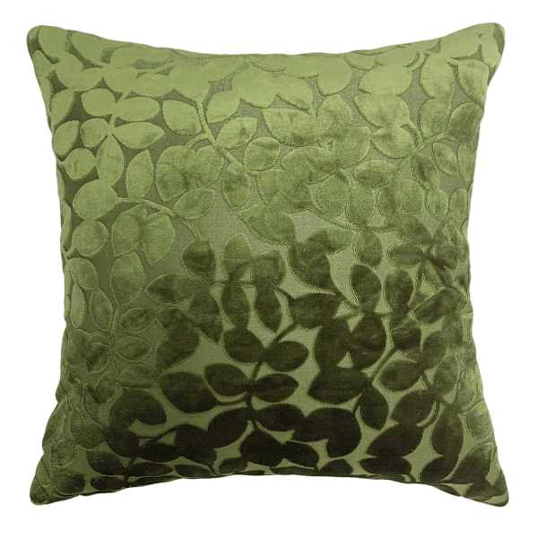 Sasha Green Leaves Chenille Throw Pillow, 18"