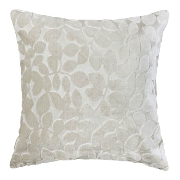 Sasha Ivory Leaves Chenille Throw Pillow, 18"