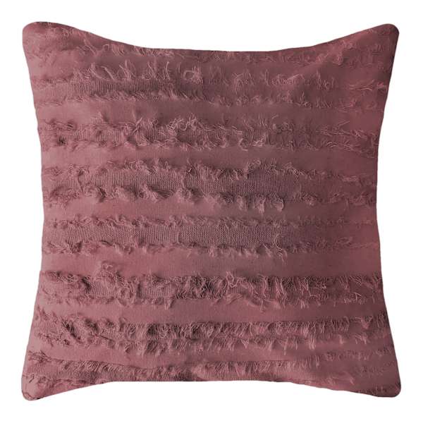 Raisin Farmhouse Fringe Feather Throw Pillow, 20"