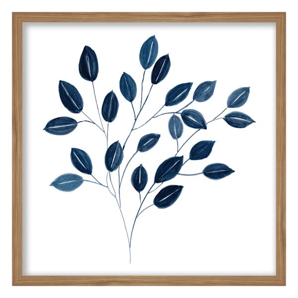 Honeybloom Glass Framed Blue Botanical Print Wall Art, 17"
