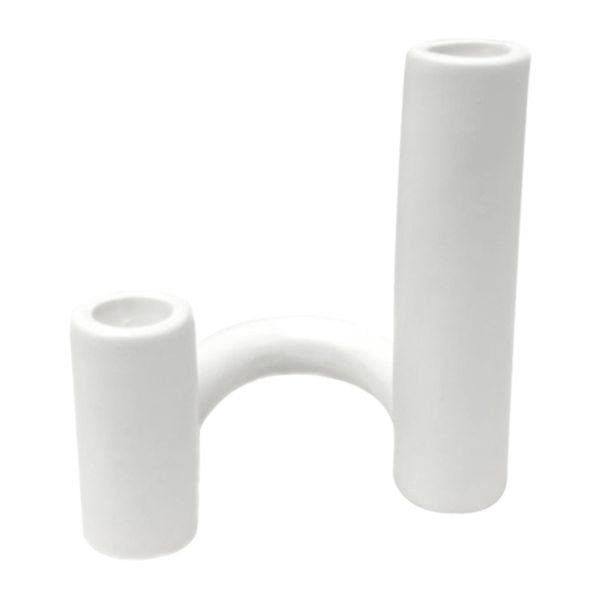 Tracey Boyd White Ceramic Candle Holder, 6"