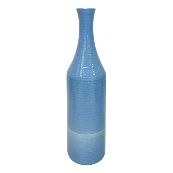 Tracey Boyd Light Blue Ribbed Ceramic Vase, 17"