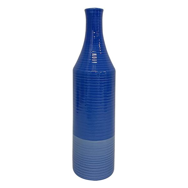 Tracey Boyd Blue Ribbed Ceramic Vase, 14"