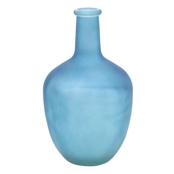 Ty Pennington Frosted Blue Glass Bottle Vase, 12"