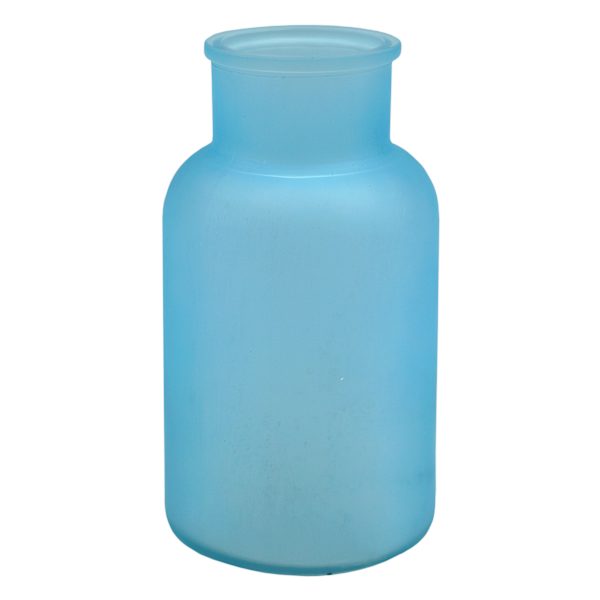 Ty Pennington Frosted Blue Glass Bottle Vase, 10"