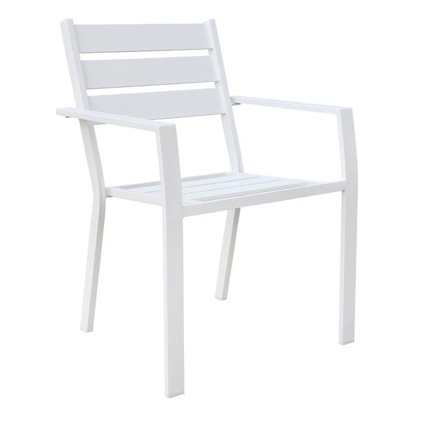 Grammercy Stackable Steel Slat Patio Dining Chair, White