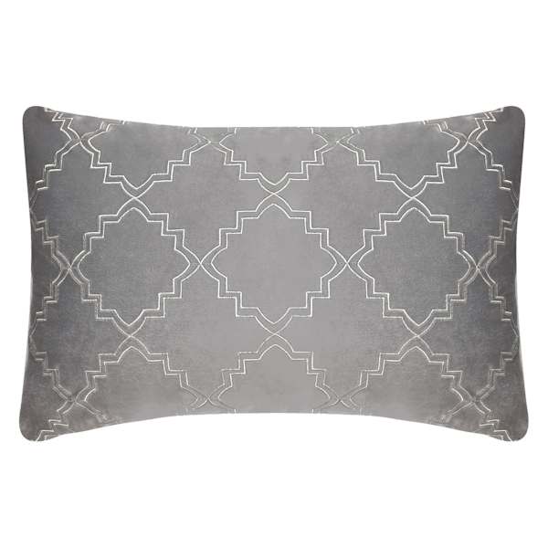 Grey Geo Velvet Oblong Throw Pillow, 13x20