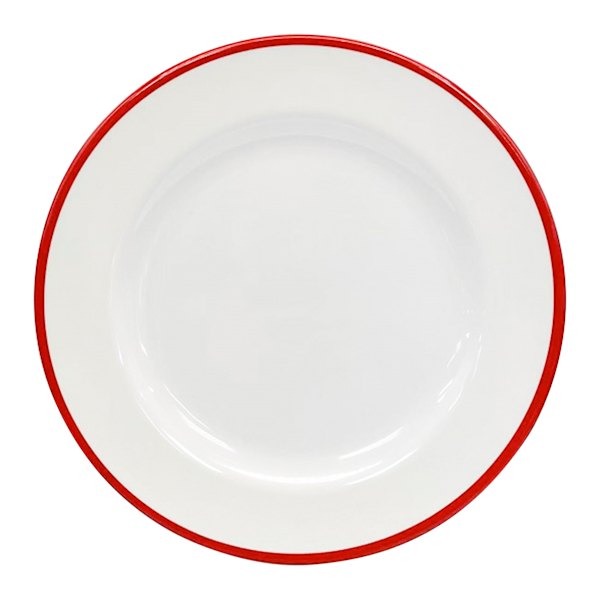 Bistro Red Rim Melamine Dinner Plate
