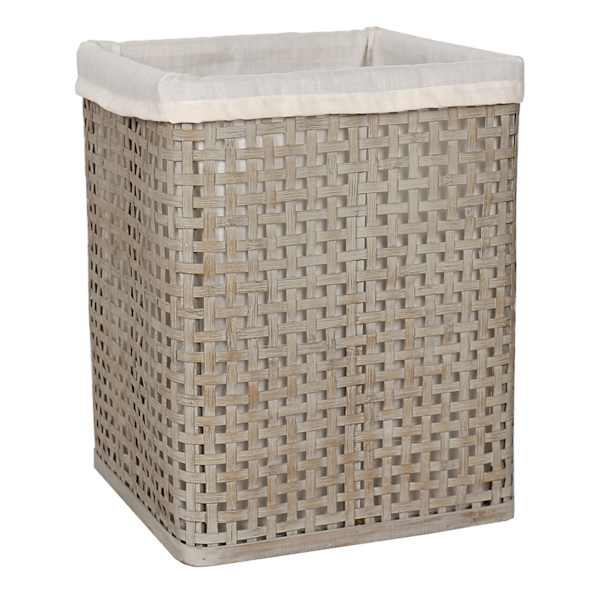 Grey Bamboo Wood Laundry Hamper with Liner, Medium