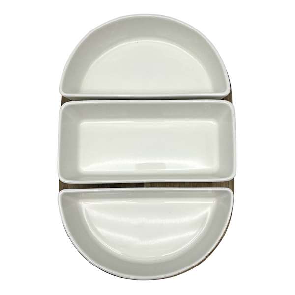 Honeybloom Ceramic Bowl with Wooden Tray Set