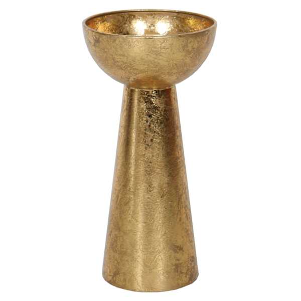 Gold Metal Candle Holder, 9"