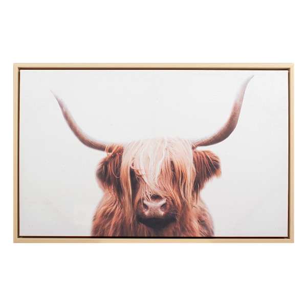 Ty Pennington Framed Highland Cow Canvas Wall Art, 30x19