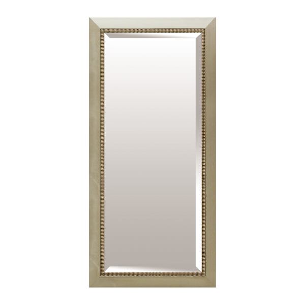 Rectangle Solid Wood Beaded Champagne Leaner Mirror, 32x68