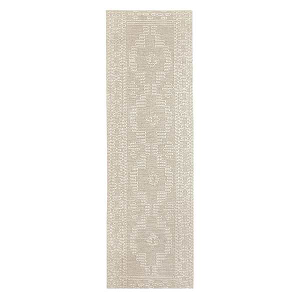 (B669) Found & Fable Goa Ivory Tribal Handmade Runner, 2x6