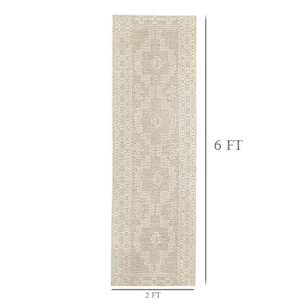 (B669) Found & Fable Goa Ivory Tribal Handmade Runner, 2x6