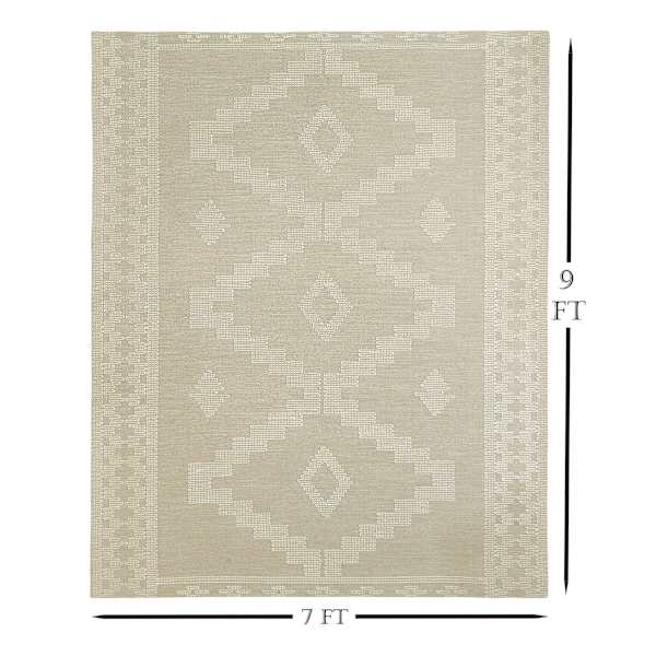 (B669) Found & Fable Goa Ivory Tribal Handmade Area Rug, 7x10