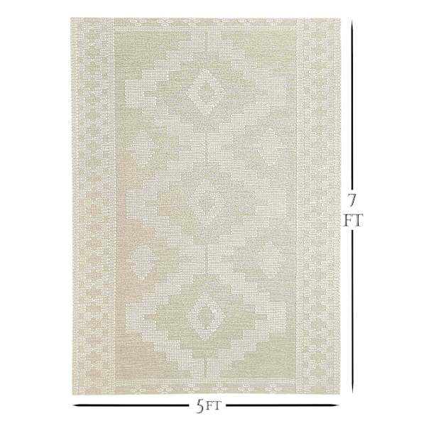 (B669) Found & Fable Goa Ivory Tribal Handmade Area Rug, 5x7