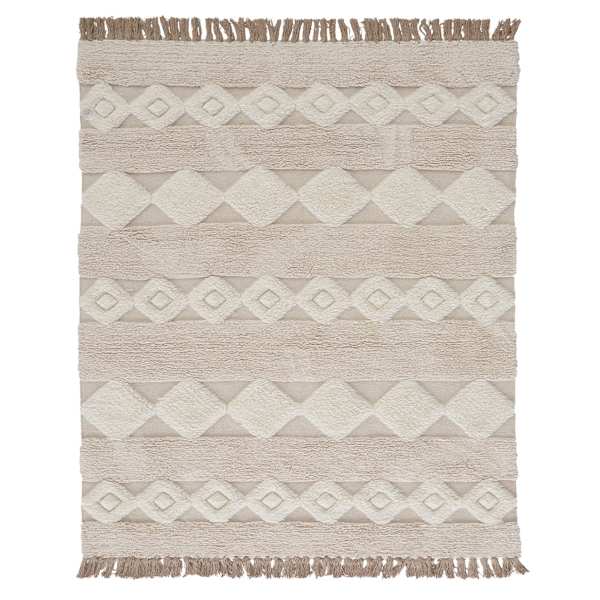 (B690) St. Marco Ivory Flatweave Diamond Design Accent Rug, 3x5