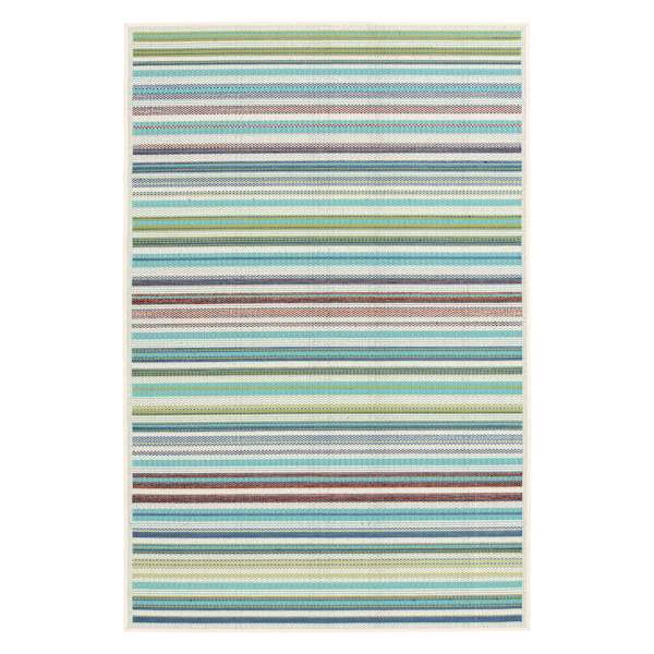 (E441) Scope Aqua Green Striped Outdoor Area Rug, 8x10