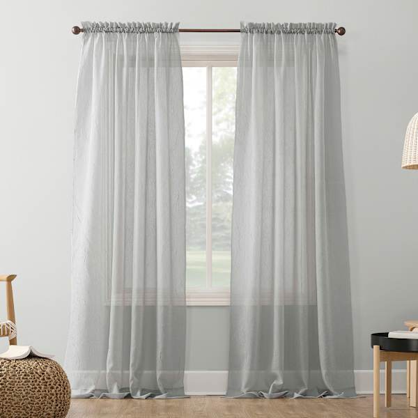 Erica Silver Rod Pocket Sheer Curtain Panel, 95"