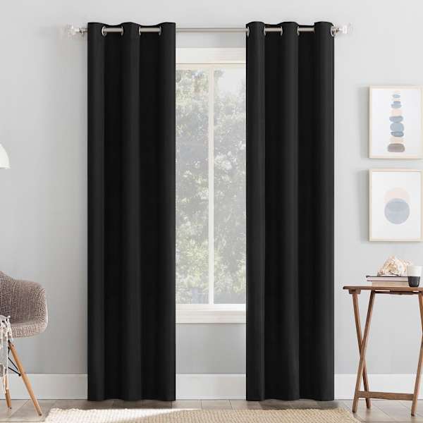 Tremont Black Room Darkening Grommet Curtain Panel, 63"