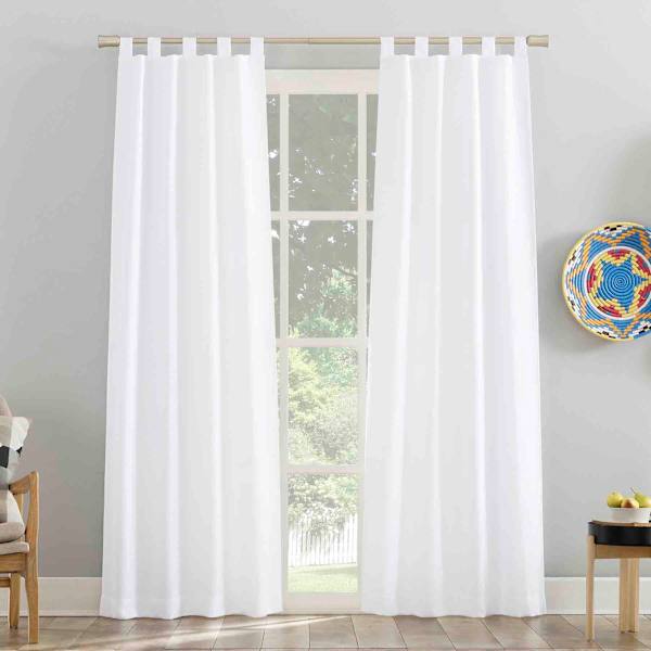 Maddie White Tab Top Light Filtering Curtain Panel, 84"