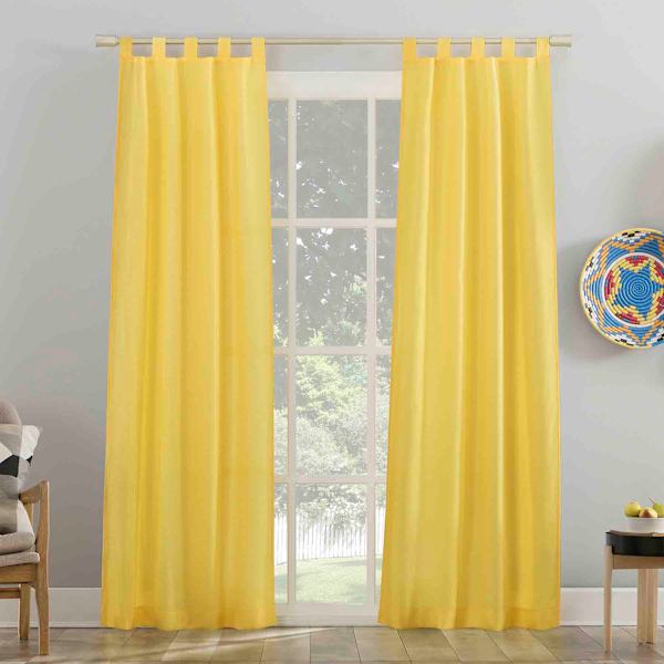 Maddie Yellow Tab Top Light Filtering Curtain Panel, 84"