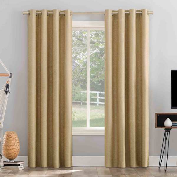 Sun Zero Pacey Yellow Blackout Grommet Curtain Panel, 84"