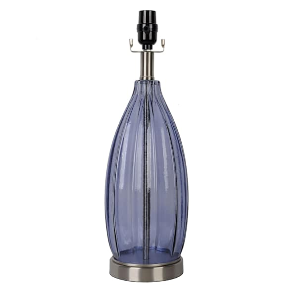 Ty Pennington Blue Ribbed Glass Table Lamp, 19"