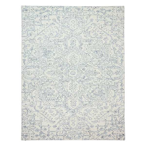 (B750) Grace Mitchell Mason Ivory Medallion Area Rug, 7x10