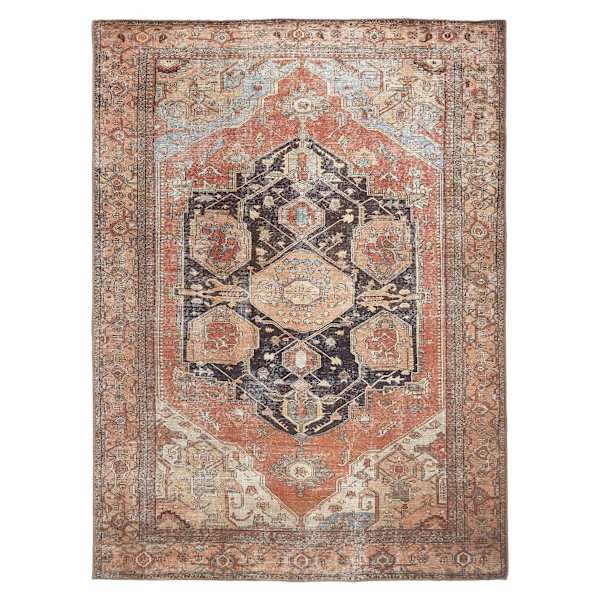 (B753) Riley Brown Multicolor Medallion Area Rug, 5x7