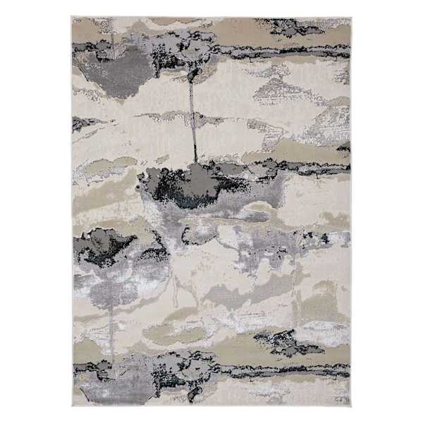 (B757) Miramar Ivory Abstract Area Rug, 7x10