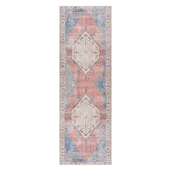 (B783) Found & Fable Amelie Multi Medallion Washable Runner, 2x7