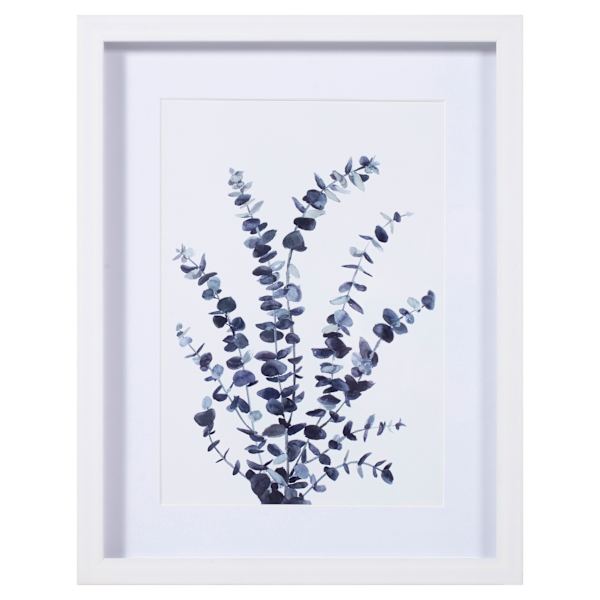 Honeybloom Glass Framed Blue Plant Print Wall Art, 11x14