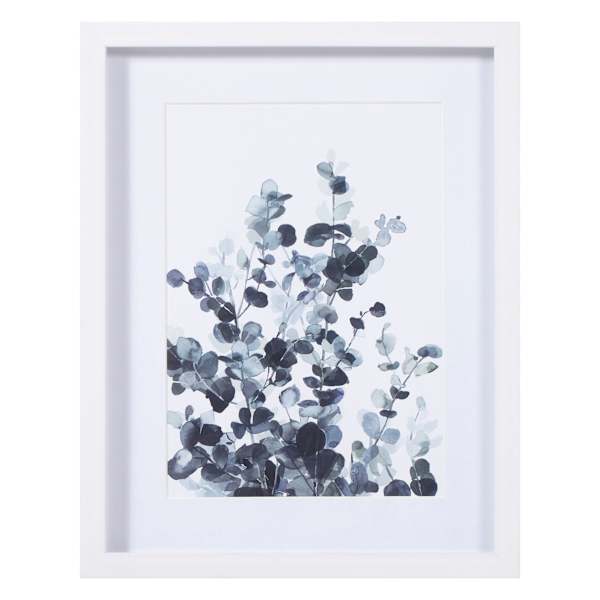 Honeybloom Glass Framed Blue Plant Print Wall Art, 11x14