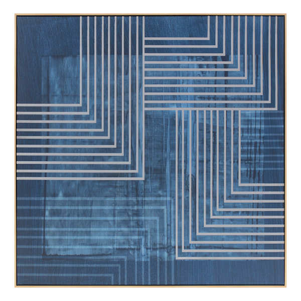 Ty Pennington Blue Lines 1 Framed Canvas Wall Art, 40"