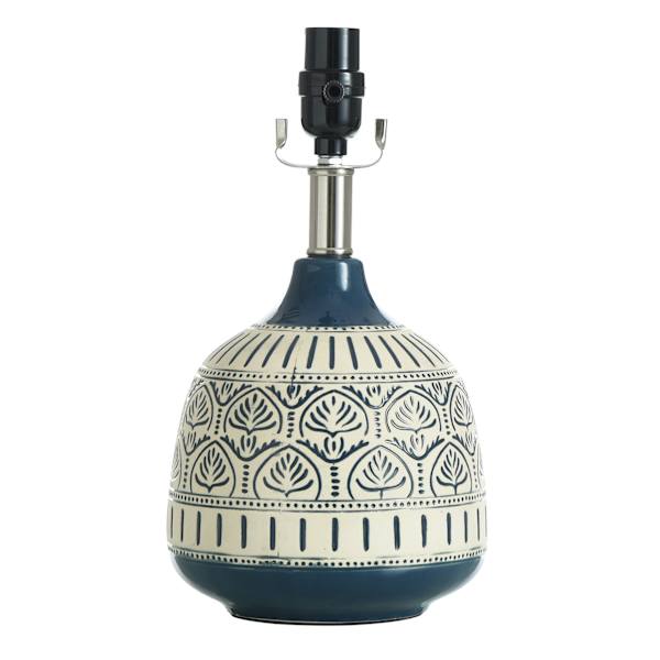 Honeybloom Blue & Cream Patterned Accent Lamp Base, 13"