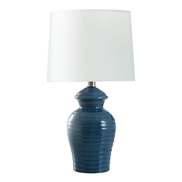 Honeybloom Blue Urn Lamp with Shade