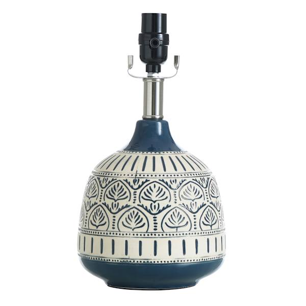 Honeybloom Blue & Cream Patterned Accent Lamp, 13"