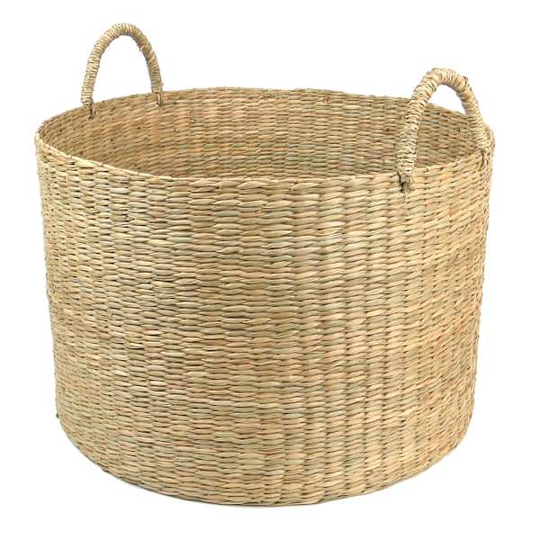 Ty Pennington Round Natural Wicker Storage Basket with Handles, Large