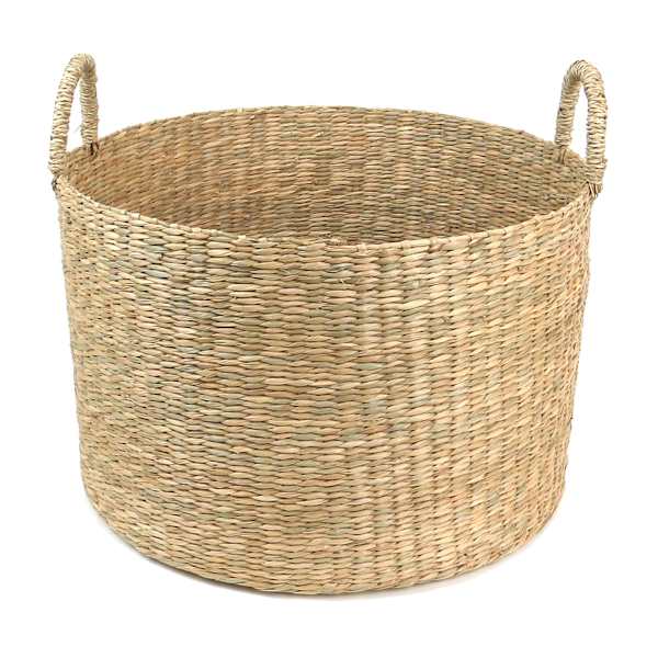 Ty Pennington Round Natural Wicker Storage Basket with Handles, Medium