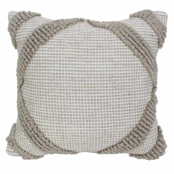 Grey Fringe Outdoor Throw Pillow, 18"