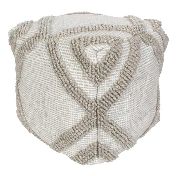 Grey Fringe Pouf, 18"